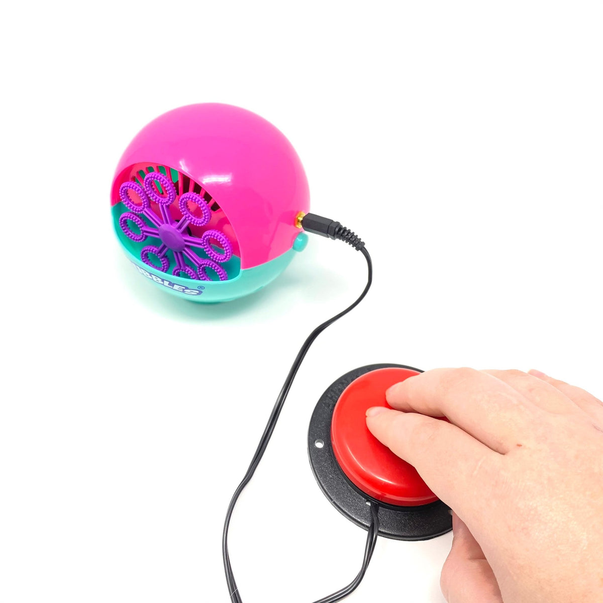 Bubble Mini 正規品 Mini Bubble Machine (Pink/Teal) - Switch Adapted | AdaptAbilities